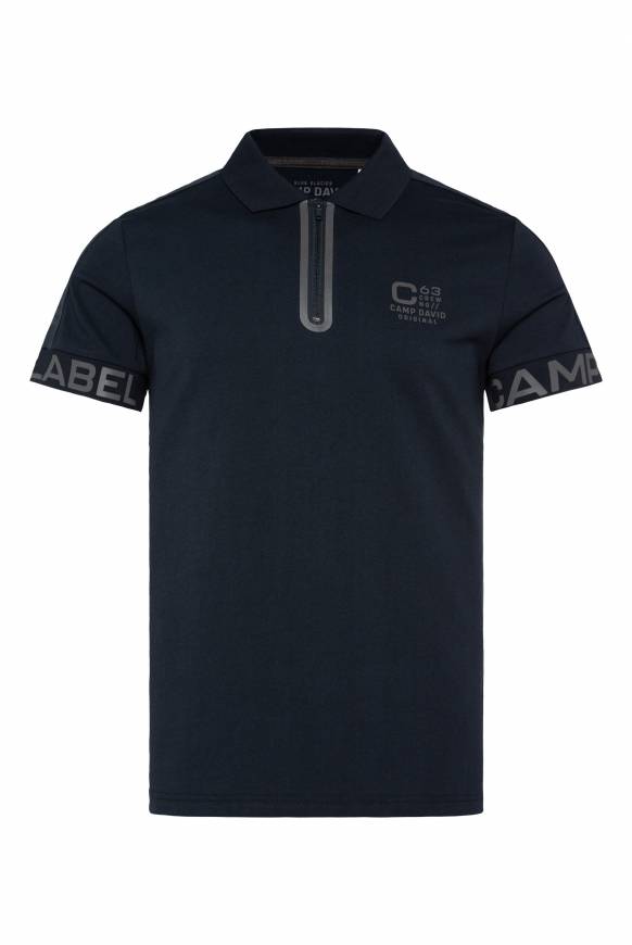 Soccx Kurzarmpolo Mit Folienprints Blue Navy