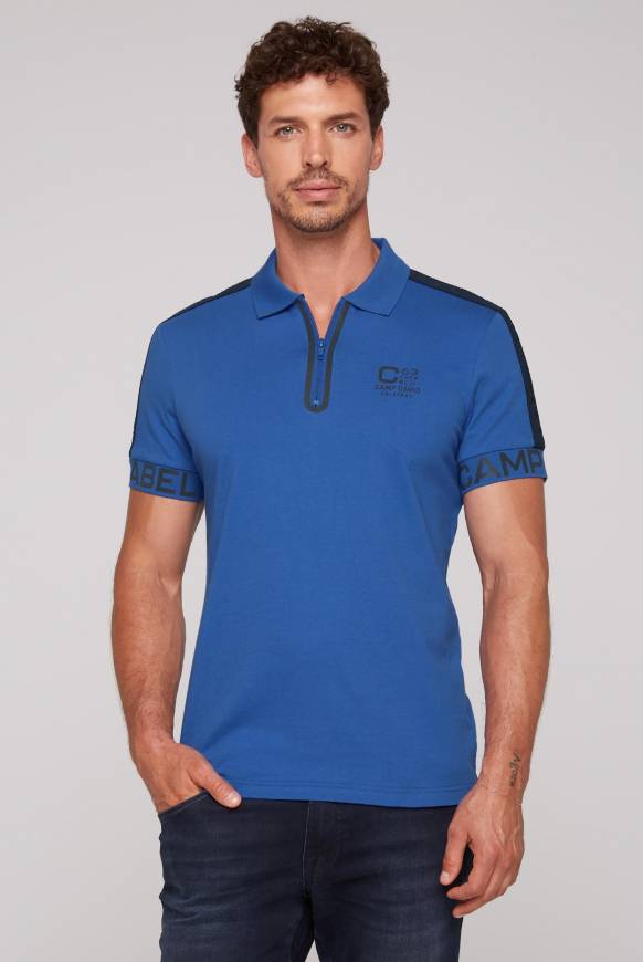 Soccx Kurzarmpolo mit Folienprints strong blue