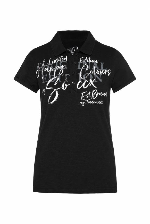 Soccx Kurzarmpolo Mit Print Und Pailletten Black