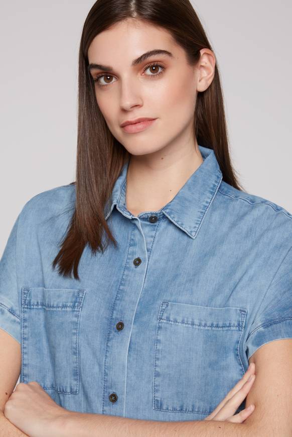 Soccx Kurzes Jeansblusenkleid Mid Blue Wash XS