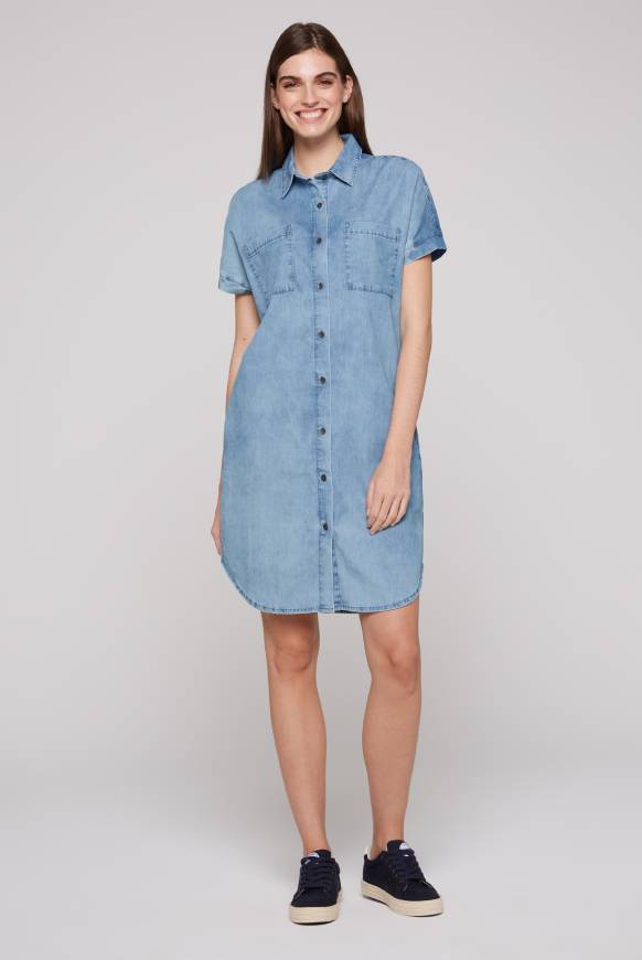 Soccx Kurzes Jeansblusenkleid Mid Blue Wash XS