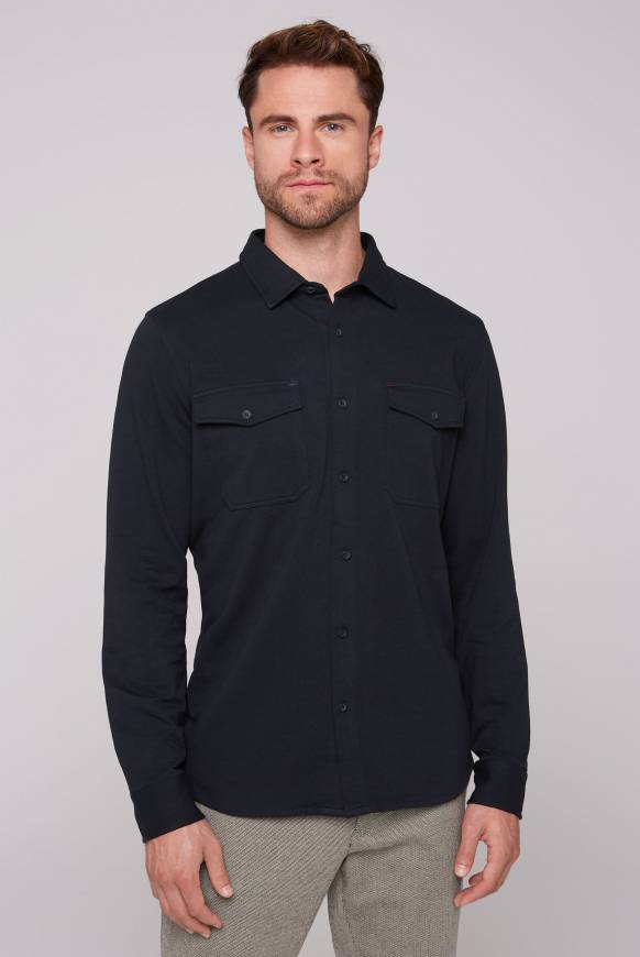 Soccx Langarmhemd Mit Klappentaschen Blue Navy