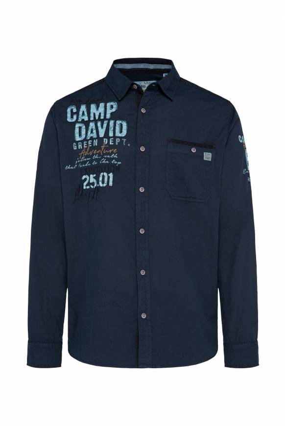 Soccx Langarmhemd Mit Logo-Stickereien Blue Navy