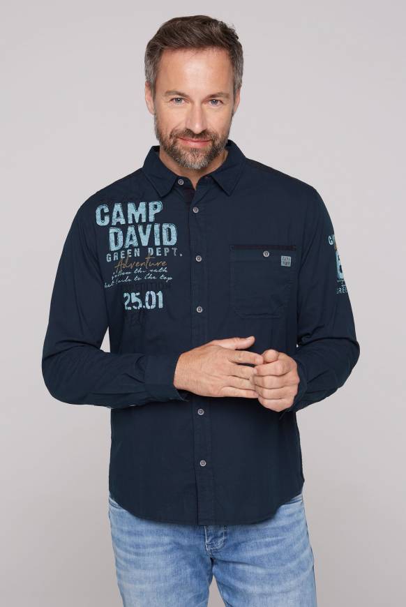 Soccx Langarmhemd mit Logo-Stickereien blue navy