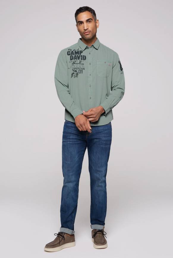 Soccx Langarmhemd Mit Logo-Stickereien Teal