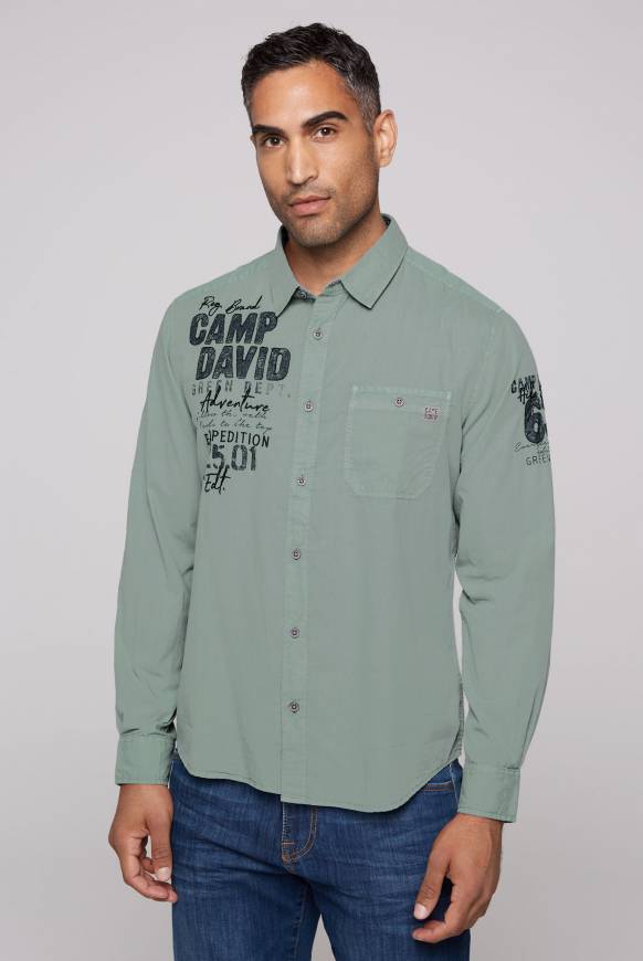 Soccx Langarmhemd mit Logo-Stickereien teal