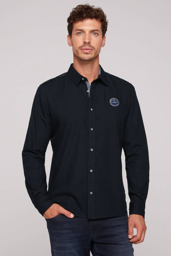 Soccx Langarmhemd Mit Strukturstreifen Blue Navy