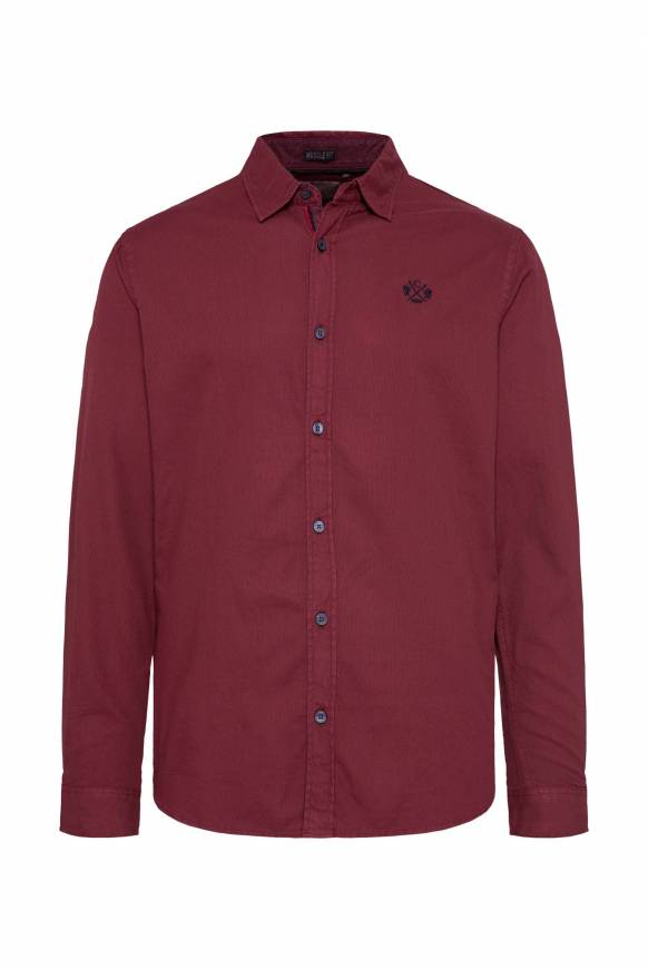 Soccx Langarmhemd Mit Webstruktur Burgundy