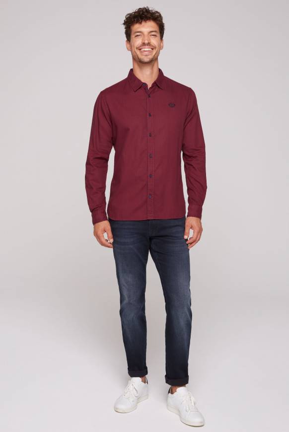 Soccx Langarmhemd Mit Webstruktur Burgundy