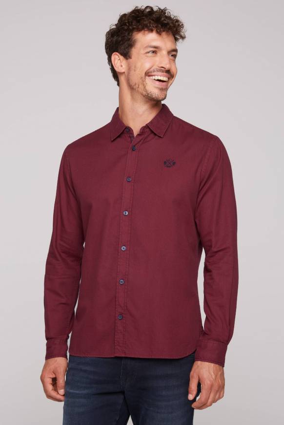 Soccx Langarmhemd mit Webstruktur burgundy