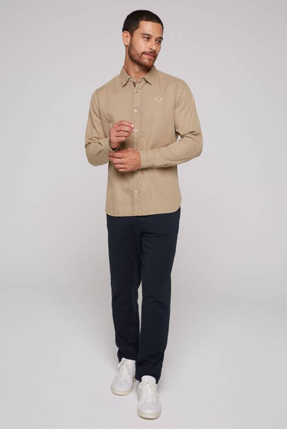 Soccx Langarmhemd Mit Webstruktur Tan