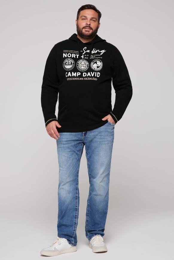 Soccx Langarmshirt Mit Kapuze Und Print Black