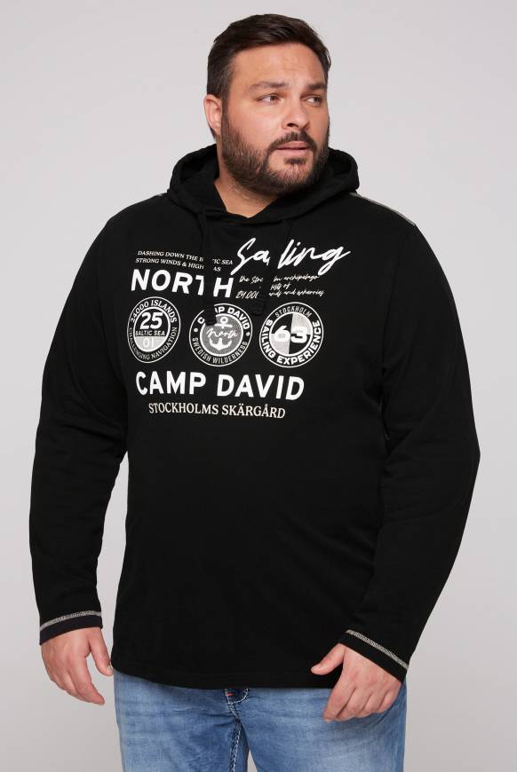 Soccx Langarmshirt mit Kapuze und Print black