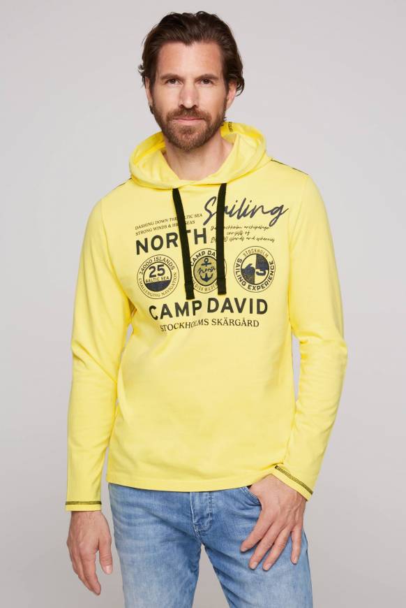 Soccx Langarmshirt mit Kapuze und Print light lime