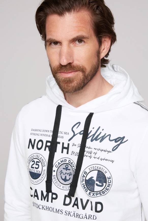 Soccx Langarmshirt Mit Kapuze Und Print Opticwhite