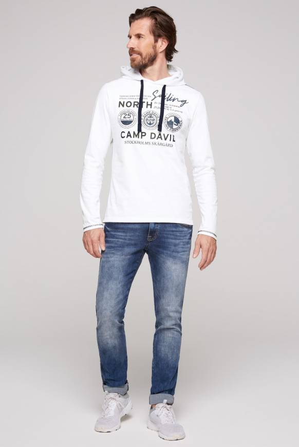 Soccx Langarmshirt Mit Kapuze Und Print Opticwhite