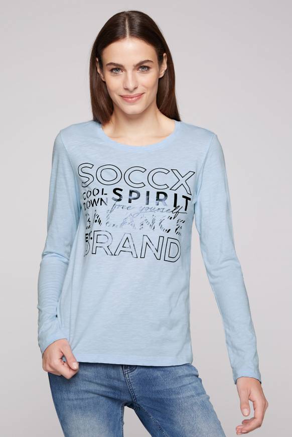 Soccx Langarmshirt Mit Logo Print Cool Blue XL