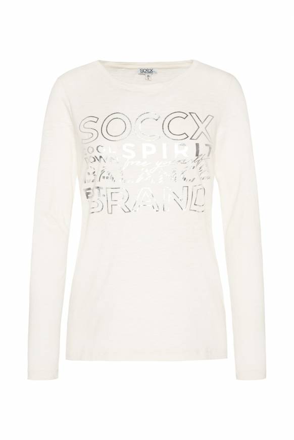 Soccx Langarmshirt Mit Logo Print Ivory XL