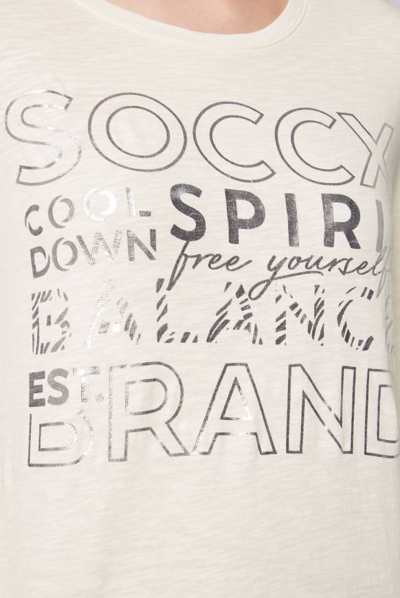 Soccx Langarmshirt Mit Logo Print Ivory XL