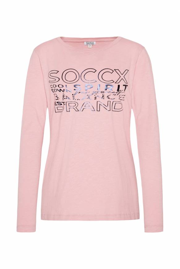 Soccx Langarmshirt Mit Logo Print Milky Rose