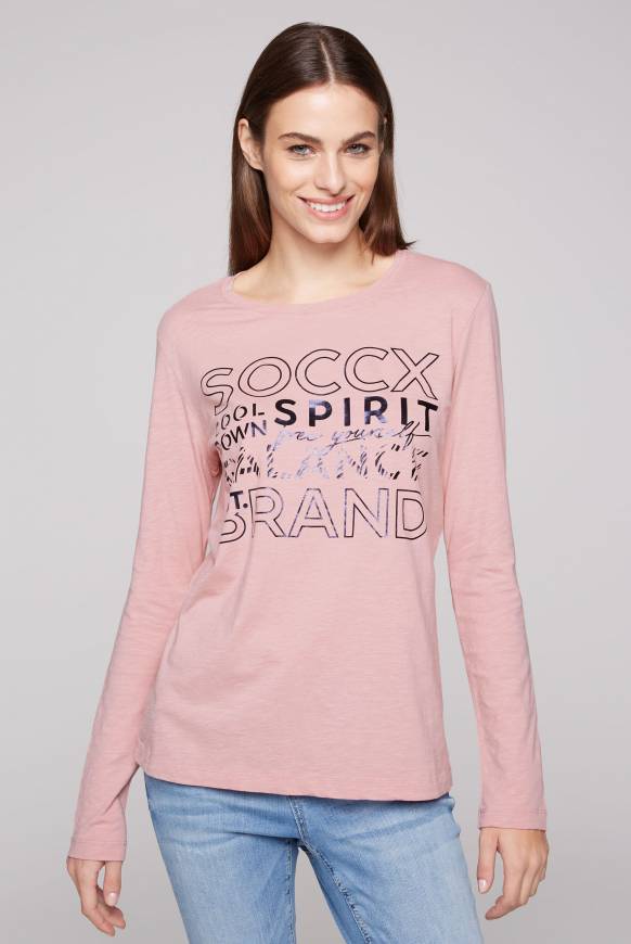 Soccx Langarmshirt mit Logo Print milky rose