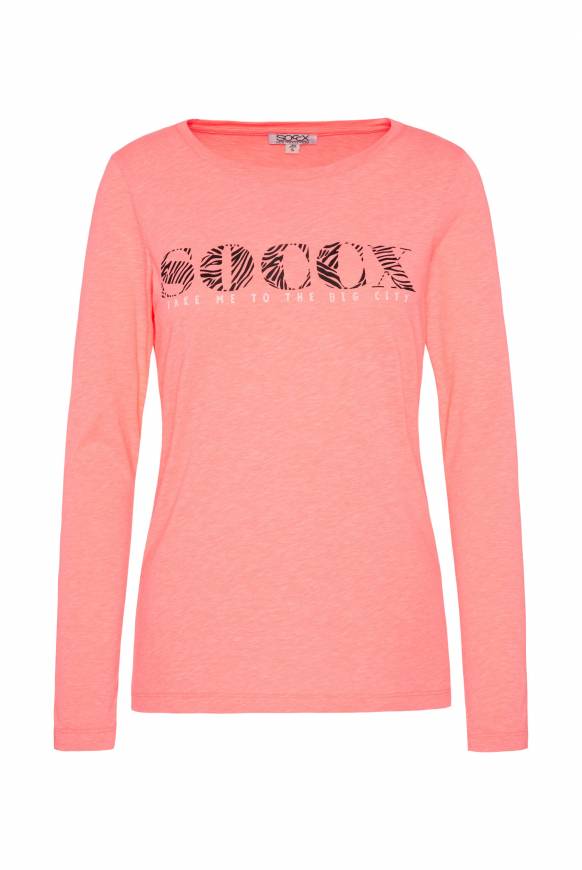 Soccx Langarmshirt Mit Logo Print Neon Pink