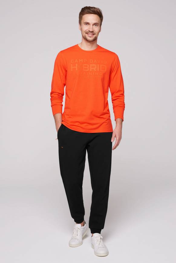 Soccx Langarmshirt Mit Rubber Print Signal Orange