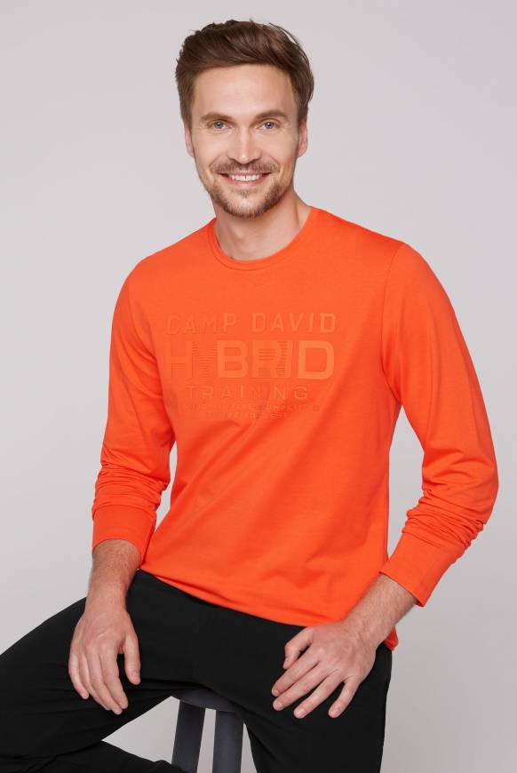 Soccx Langarmshirt Mit Rubber Print Signal Orange