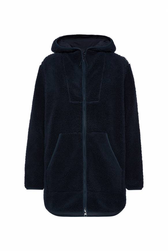 Soccx Lange Kapuzenjacke Aus Teddyplüsch Blue Navy