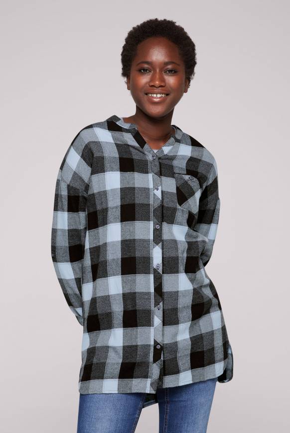 Soccx Lange Karobluse aus Flanell cozy blue