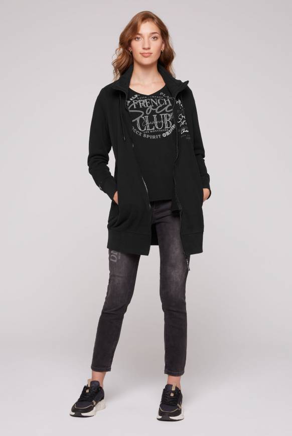 Soccx Lange Sweatjacke Mit Hohem Kragen Black