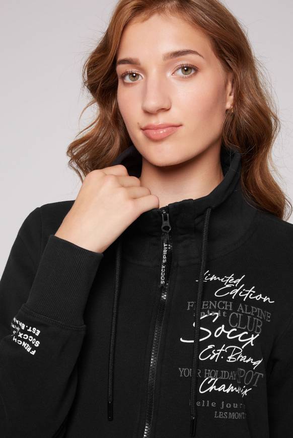 Soccx Lange Sweatjacke Mit Hohem Kragen Black