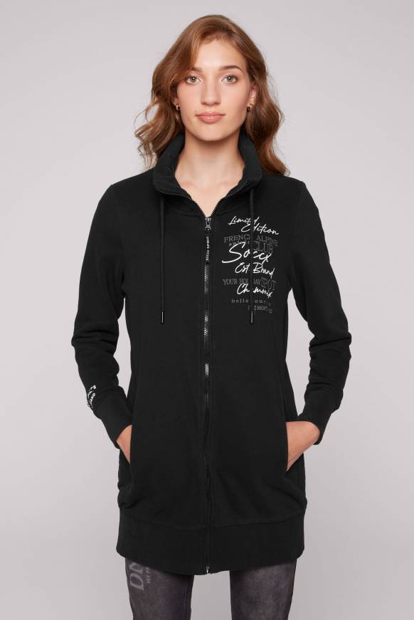 Soccx Lange Sweatjacke mit hohem Kragen black