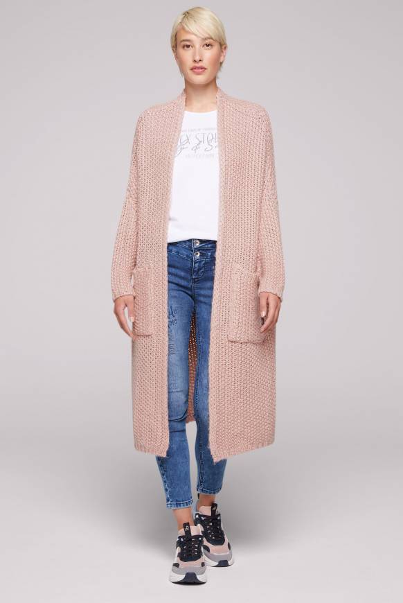Soccx Langer Cardigan Mit Perlmuster Rose Blush