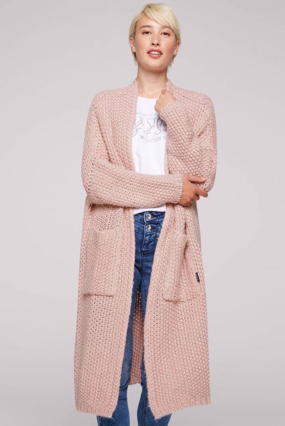 Soccx Langer Cardigan mit Perlmuster rose blush