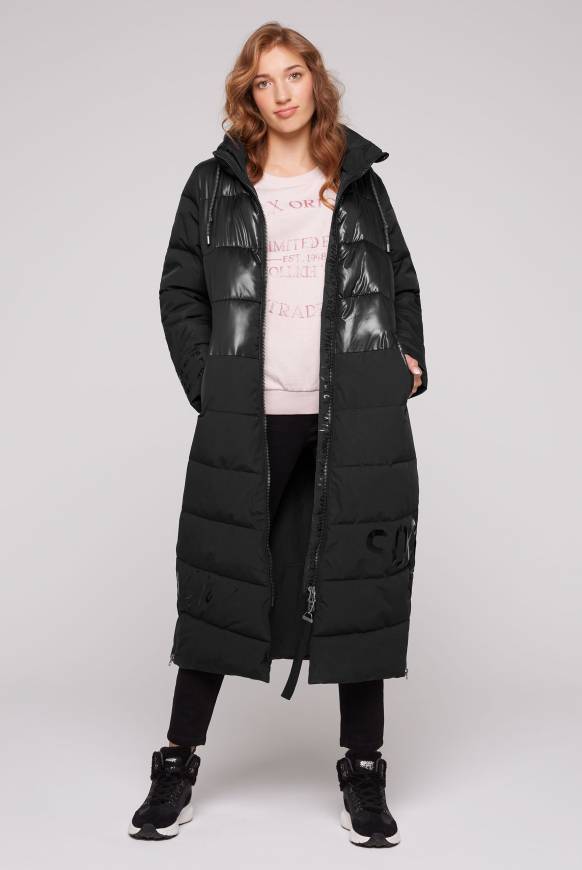 Soccx Langer Steppmantel Im Materialmix Black