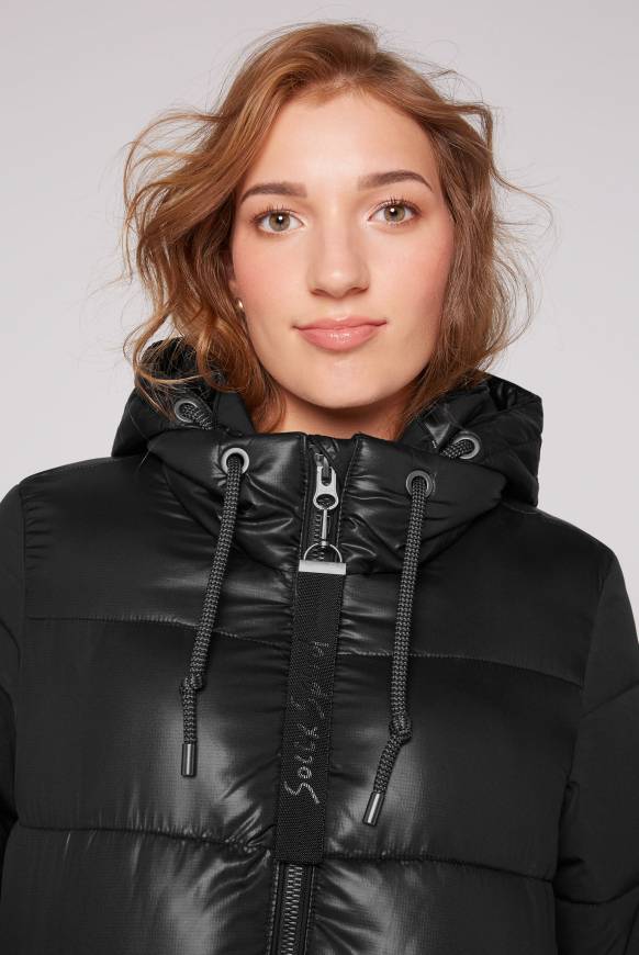 Soccx Langer Steppmantel Im Materialmix Black