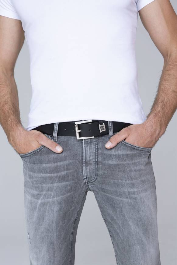 Soccx Ledergürtel im Used Look black