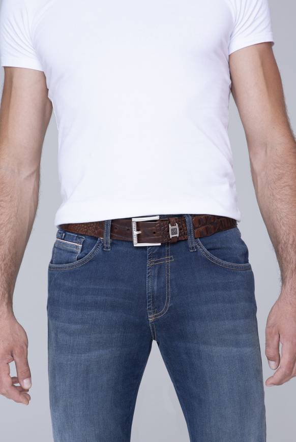 Soccx Ledergürtel im Used Look dark brown