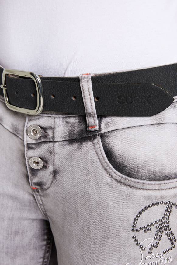 Soccx Ledergürtel Mit Leichter Narbung Black