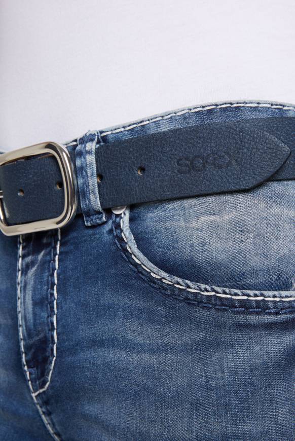 Soccx Ledergürtel Mit Leichter Narbung Marine