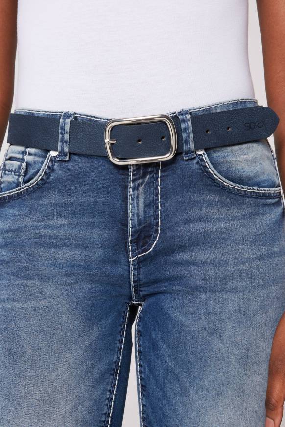 Soccx Ledergürtel mit leichter Narbung marine