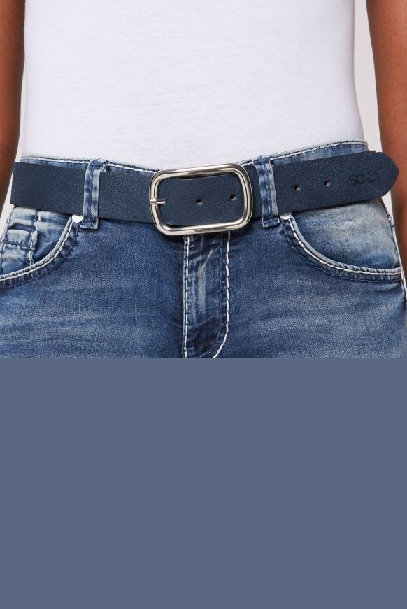 Soccx Ledergürtel Mit Leichter Narbung Marine