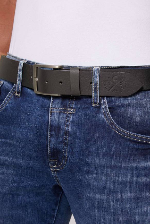 Soccx Ledergürtel Mit Matter Dornschließe Black