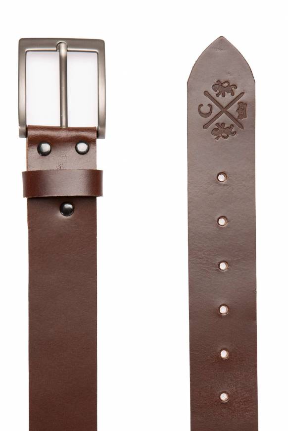 Soccx Ledergürtel Mit Matter Dornschließe Brown