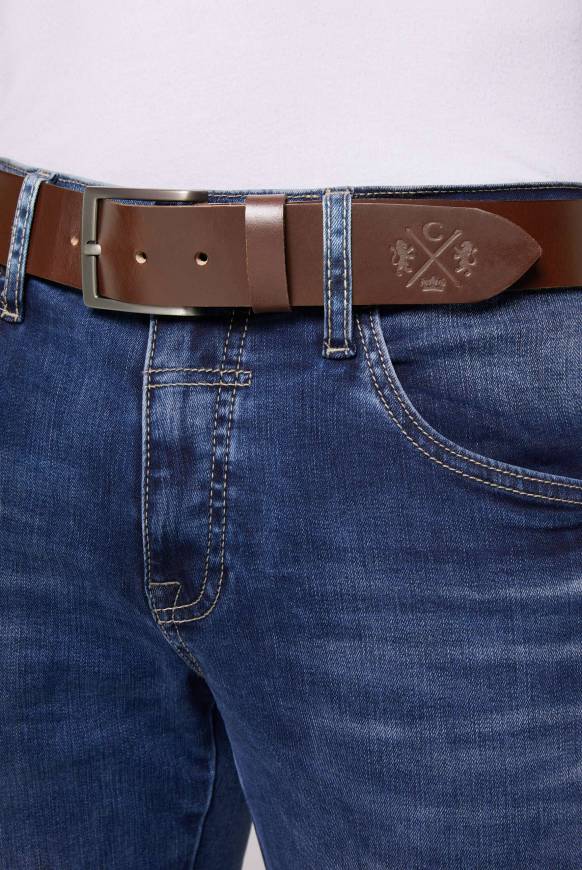 Soccx Ledergürtel Mit Matter Dornschließe Brown