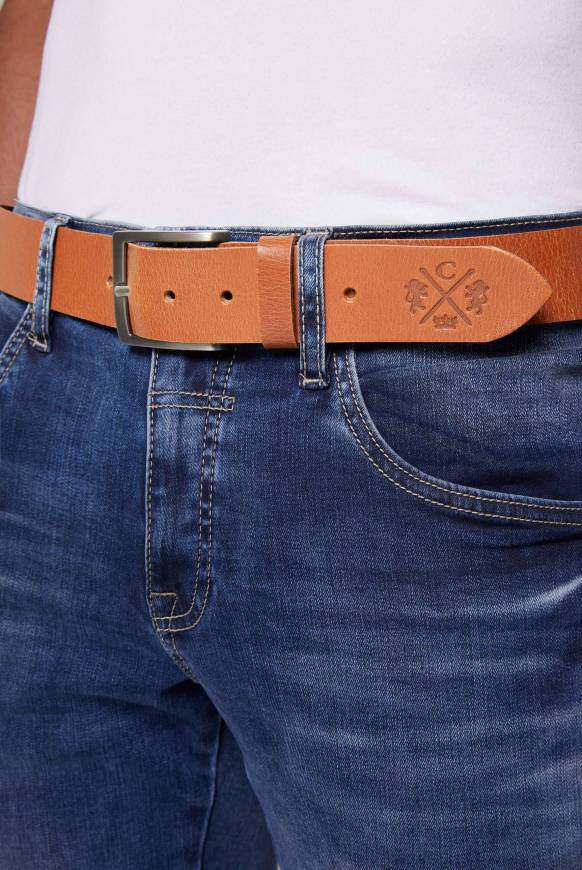 Soccx Ledergürtel Mit Matter Dornschließe Cognac