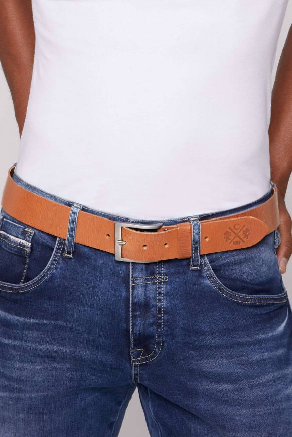 Soccx Ledergürtel mit matter Dornschließe cognac