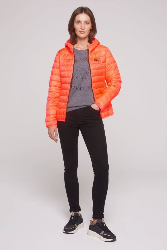 Soccx Leichte Steppjacke Mit Kapuze Neon Orange