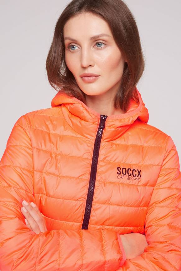Soccx Leichte Steppjacke Mit Kapuze Neon Orange